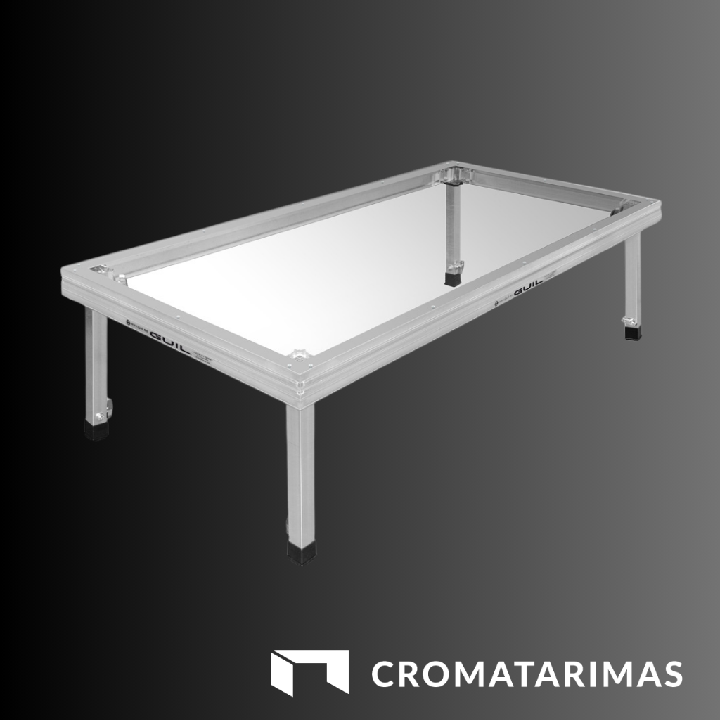 Tarima aluminio y cristal para eventos.