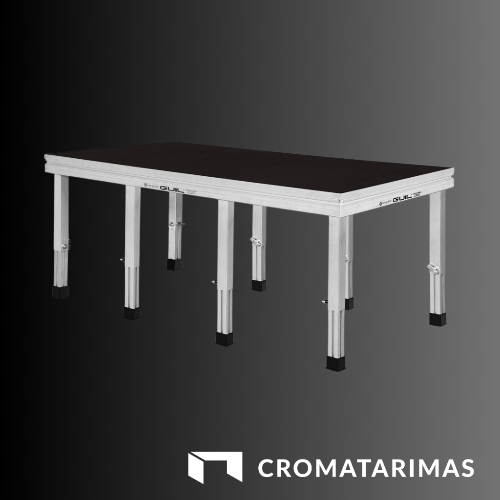 Tarima modular cromada con patas ajustables