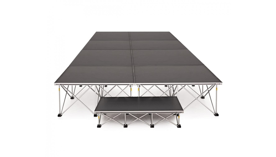 Plataformas de escenario portátiles negras y plateadas